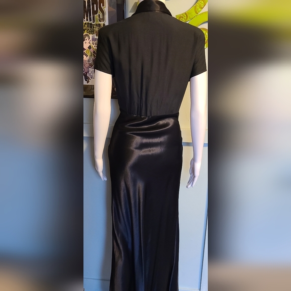 90's Does 40's Harlow Hollywood Glamorous Satin Look Maxi Dress Size 10 - Picture 9 of 16